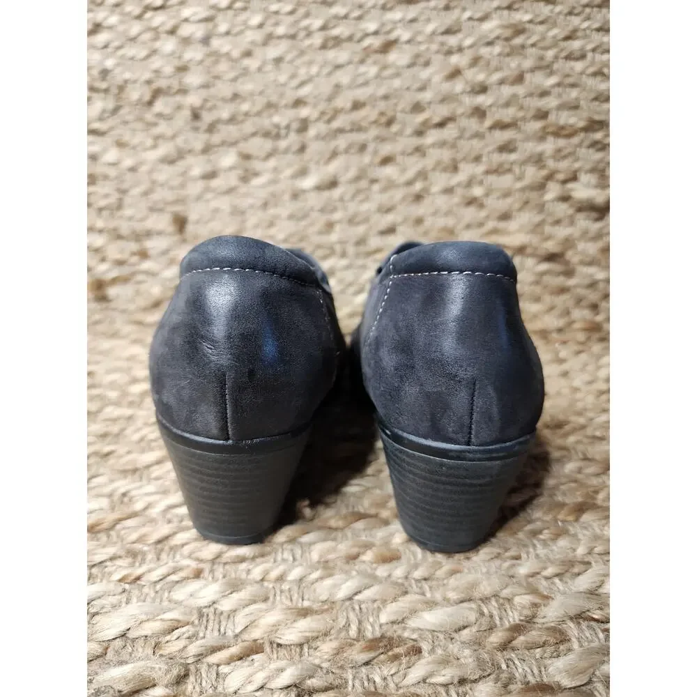 EARTH ORIGINS Women’s 6.5 M Kacie Black Leather Booties Shoes Clogs Slip-On